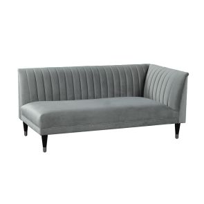 Baxter Chaise longue angle droit, extrémités argent - Gris colombe