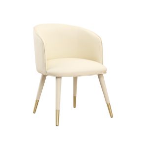 Bellucci Dining Chair - Cream Faux Leather – Brass Caps
