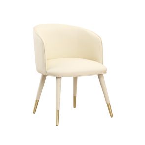 Bellucci Silla de Comedor - Piel PU Crema - Latón