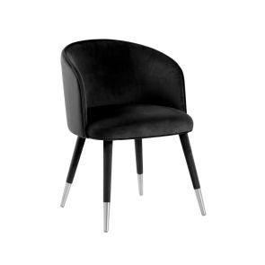 Bellucci chaise, extrémités argent - Noir