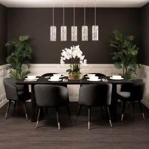 Bellucci Dining Chair - Black - Silver Caps