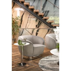 Equinox Fauteuil Duif Grijs - Onderstel van Gepolijst Chroom 