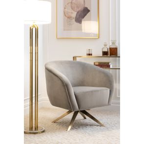 Brodie Chaise pivotante, base laiton - Gris colombe