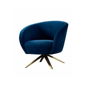 Brodie Chaise pivotante, base laiton - Bleu marine