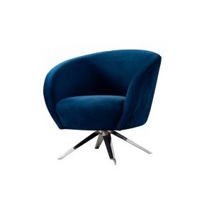  Brodie Swivel Chair - Navy Blue - Silver Base