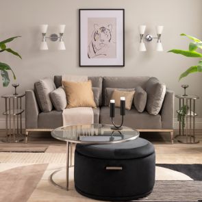 Cassie Two Seat Sofa – Dove Grey – Stainless Steel Base