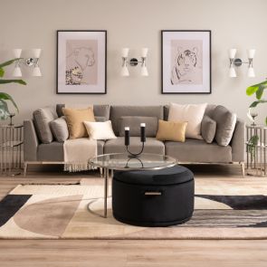 Cassie Three Seat Sofa – Dove Grey – Stainless Steel Base