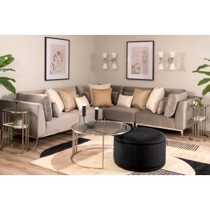 Cassie Large Corner Sofa – Dove Grey – Stainless Steel Base