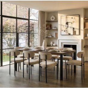 Corinna 8 Seat Dining Table Grey - Black legs