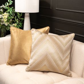 Golden Chevron Square Cushion