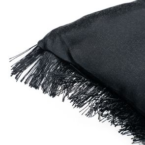 Crepe Fringed Coussin Carré  - Noire