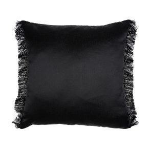 Crepe Fringed Coussin Carré  - Noire