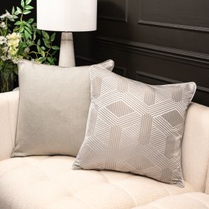 Silver Geometric Square Cushion