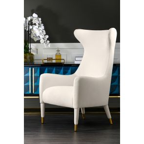 Delta Fauteuil - Détails or Brossé - Blanc