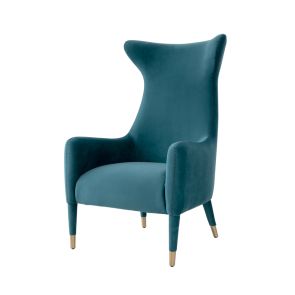 Delta Lounge-Sessel Pfauenblau - Gold Gebürstet