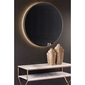 Eclipse Miroir mural illuminé en or