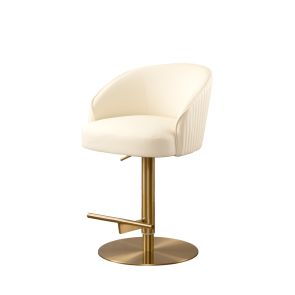 Ella Bar Stool - Cream Faux Leather - Brass Base 