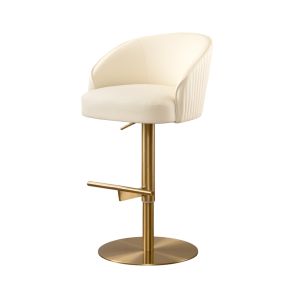 Ella Bar Stool - Cream Faux Leather - Brass Base 