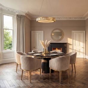 Ella Chaise de salle à manger, piétement laiton - Taupe