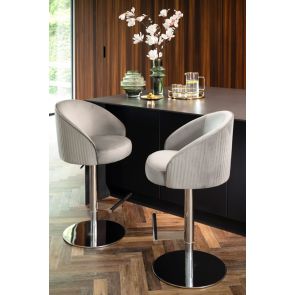Ella Sgabello da Bar – Grigio Tortora - Base in Argento