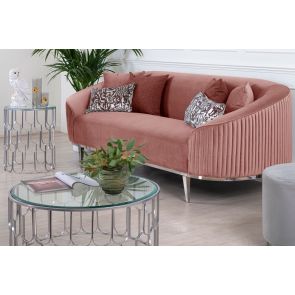 Ella Three Seat Sofa - Blush Pink - Polished chrome base