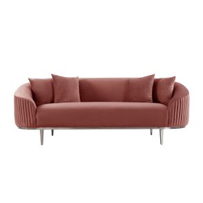 Ella 3-Sitzer Sofa - Zartrosa polierter Chromsockel
