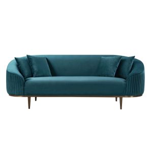 Ella 3-Sitzer Sofa - Pfauenblau+ Messing Beine