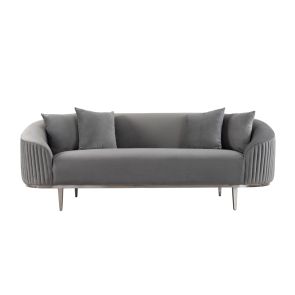 Ella Three Seat Sofa - Dove Grey -  Polished chrome base