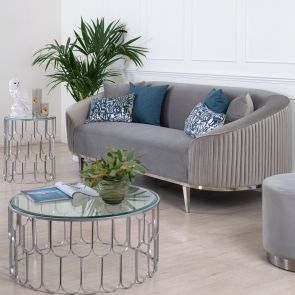 Ella 3-sitssoffa - Dove Grey - Ben i Polerad Krom
