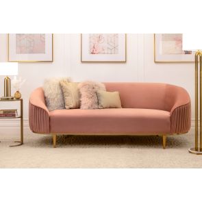 Ella 3-Sitzer Sofa - Zartrosa Messingsockel