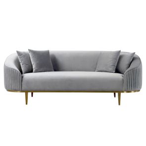 Ella Three Seat Sofa - Dove Grey - Brass base