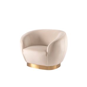 Equinox Fauteuil  Krijtwit - Onderstel van Geborsteld Messing