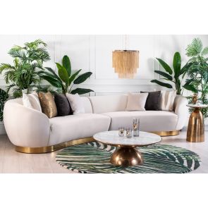 Equinox Six Seat Sofa – Chalk – Brushed Brass Base