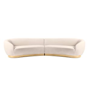Equinox Six Seat Sofa – Chalk – Brushed Brass Base
