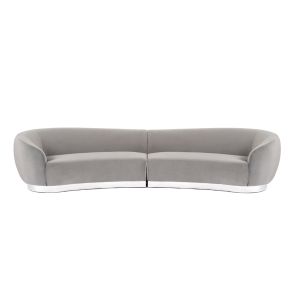 Equinox Canapé 6 places, base chrome poli - Gris colombe