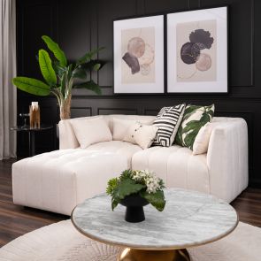 Essen Two Seat Corner Sofa – Cream Chenille 