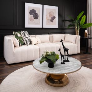 Essen Three Seat Sofa – Ivory Chenille