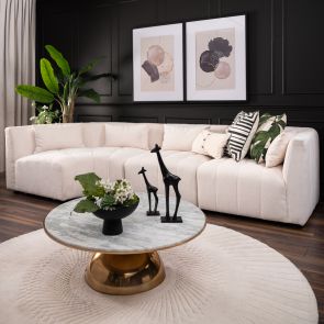 Essen Left Hand Curved Corner Sofa – Cream Chenille 