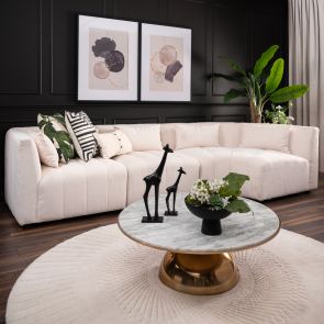 Essen Right Hand Curved Corner Sofa – Cream Chenille 