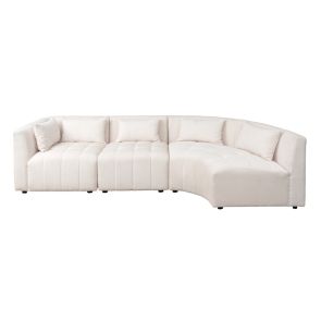 (ID:36990) Essen Right Hand Curved Corner Sofa – Ivory Chenille 