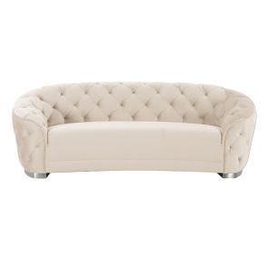 Fairfield Three Seat Sofa - Chalk - Silver base