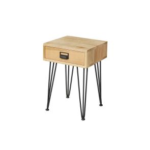 Felix Industrial Side Table - Solid oak and steel