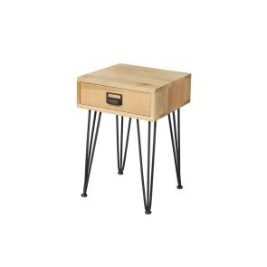 Felix - Bijzettafel in Industriestijl uit massief eiken en staal 