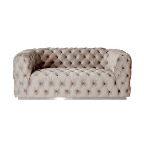Frankfurt Two Seat Sofa – Taupe with Silver base