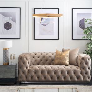 Frankfurt Two Seat Sofa – Taupe with Silver base