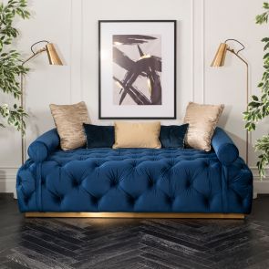 Frankfurt Day Bed Navy Blauw - Met Geborsteld Messing Plint