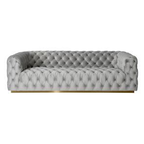 Frankfurt Four Seat Sofa – Dove Grey – Silver / Brass Base