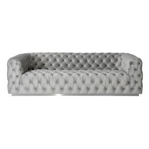Frankfurt Four Seat Sofa – Dove Grey – Silver / Brass Base
