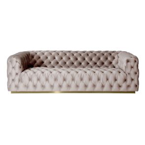 Frankfurt Four Seat Sofa – Taupe – Silver / Brass Base