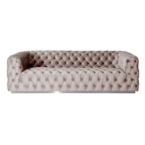 Frankfurt Four Seat Sofa – Taupe – Silver / Brass Base